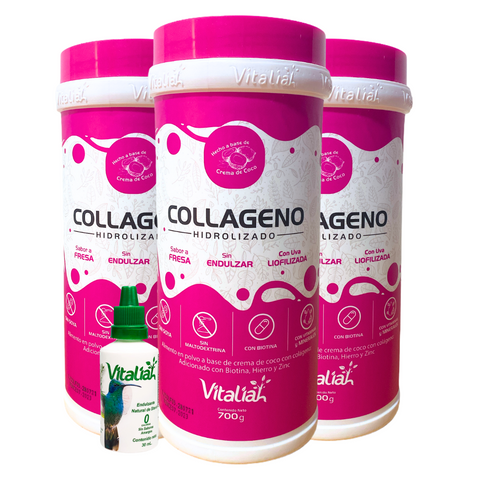 Image of Colágeno Fresa Sin Endulzar con Uva Liofolizada+Stevia Gratis