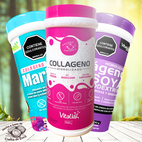 Image of Promoción 3 Colágenos - Colágeno de origen Marino, Colágeno Vainilla, Colágeno Fresa - X700 G