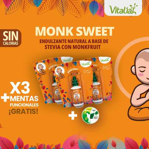 Image of Monk Sweet Endulzante natural de Vitaliah (Gotero x 30 ml) + Obsequio Mentas Hierbabuena